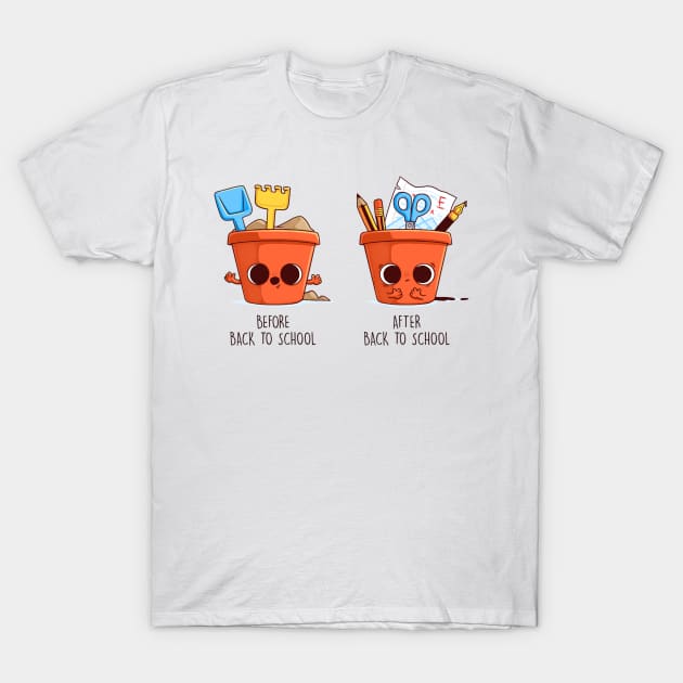 Before and After Back to School (bucket) T-Shirt by Naolito